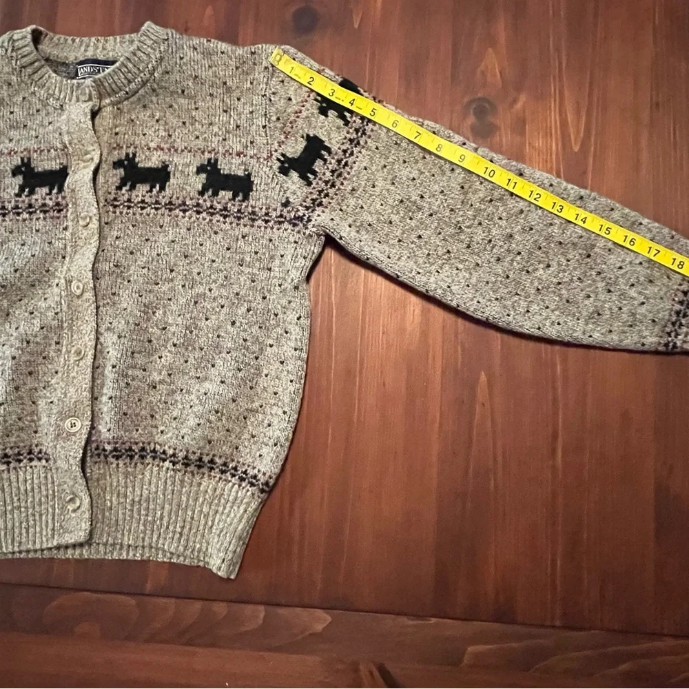 Lands' End 100% Wool Scottie Dog Lover Knit Cardigan - Picture 10 of 10